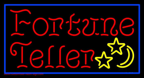 Red Fortune Teller Blue Border Handmade Art Neon Sign