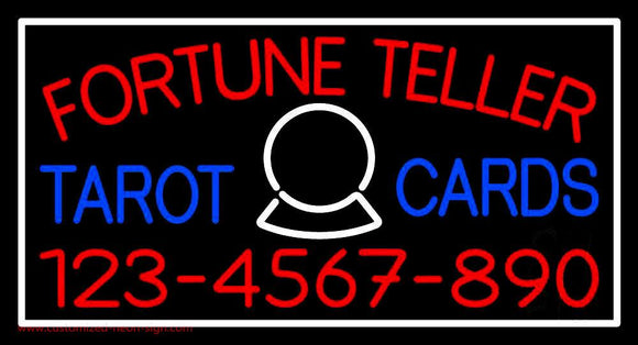 Red Fortune Teller Blue Tarot Cards With Phone Number Handmade Art Neon Sign