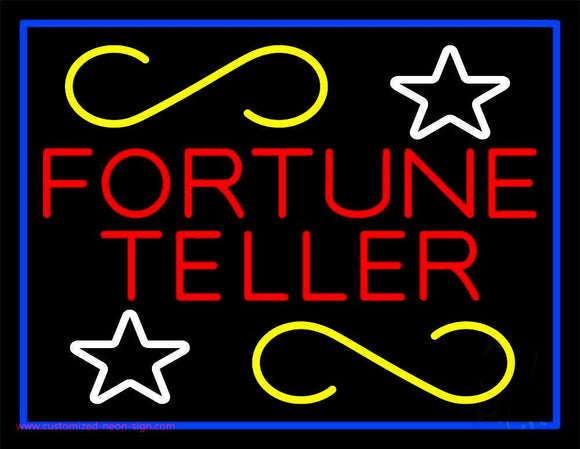 Red Fortune Teller With Blue Border Handmade Art Neon Sign