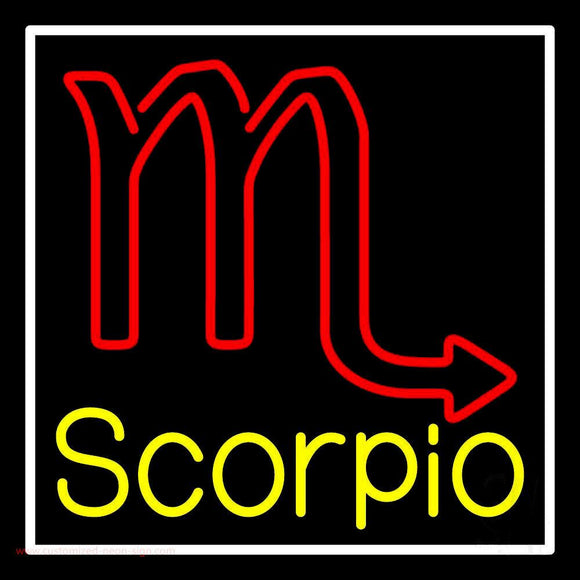 Scorpio Zodiac White Border Handmade Art Neon Sign