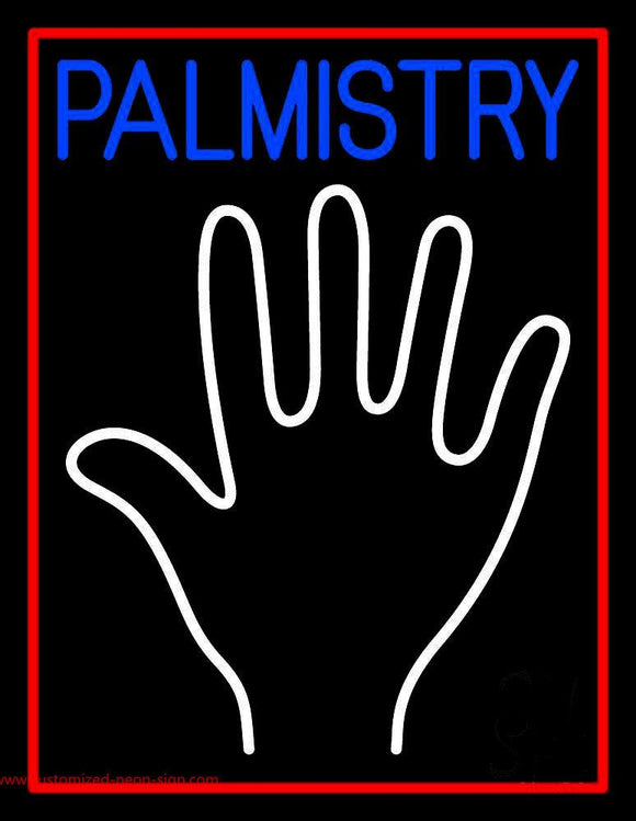 Blue Palmistry Red Border Handmade Art Neon Sign