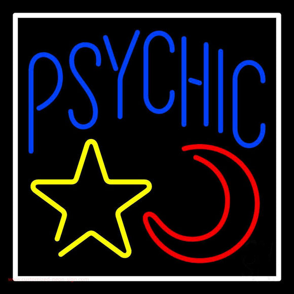 Blue Psychic With Moon And Star Handmade Art Neon Sign