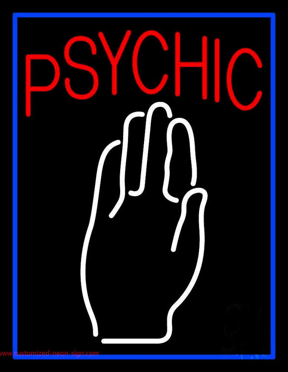 Blue Psychic With Palm Handmade Art Neon Sign