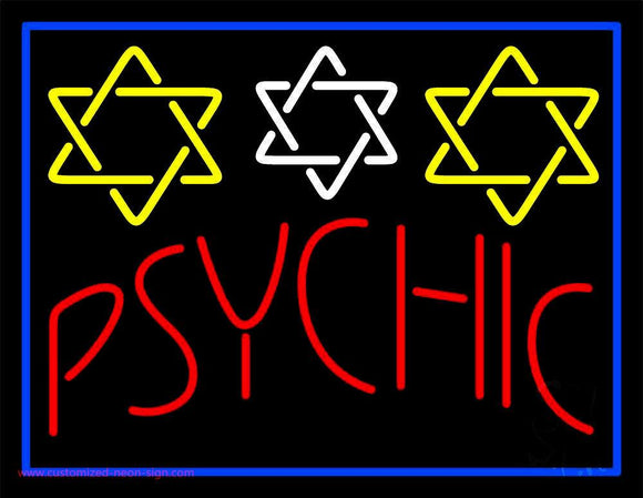 Blue Psychic With Stars Handmade Art Neon Sign