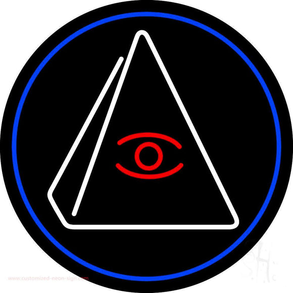 Psychic Eye Pyramid With Blue Border Handmade Art Neon Sign