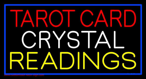 Tarot Card Crystal Readings With Blue Border Handmade Art Neon Sign