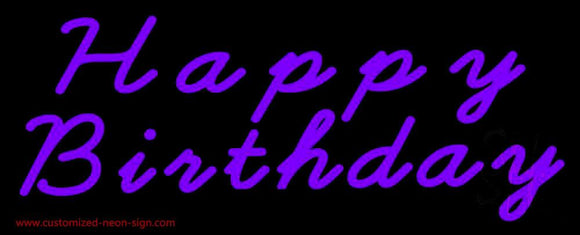 Purple Happy Birthday Handmade Art Neon Sign