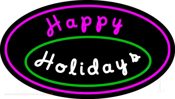 Cursive Happy Holidays Handmade Art Neon Sign