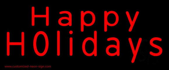 Red Happy Holidays Handmade Art Neon Sign
