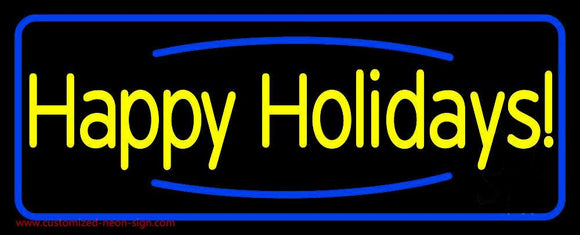 Yellow Happy Holidays Handmade Art Neon Sign