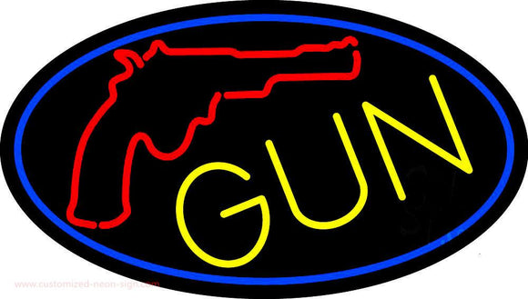 Gun With Logo Handmade Art Neon Sign