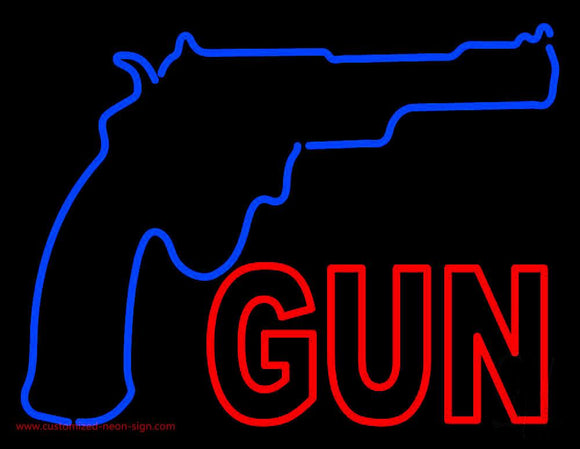 Gun With Logo Handmade Art Neon Sign