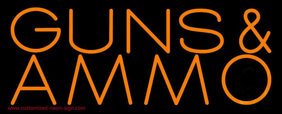 Orange Guns And Ammo Handmade Art Neon Sign
