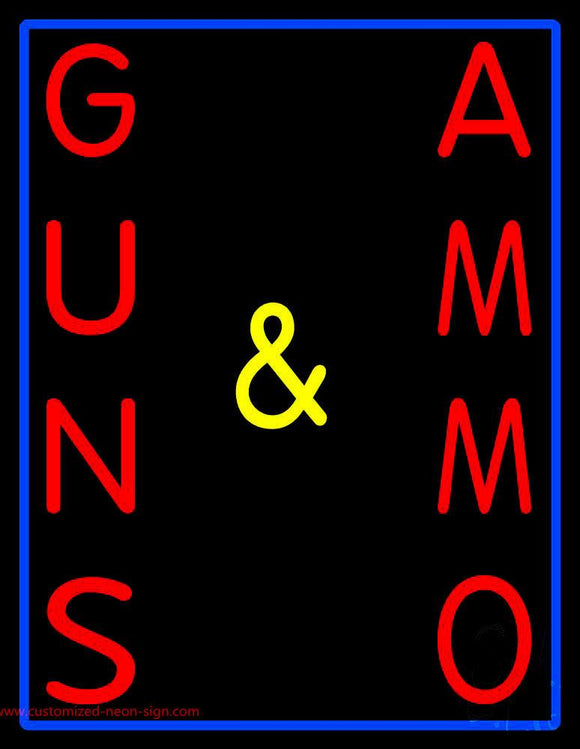 Vertical Guns And Ammo Handmade Art Neon Sign