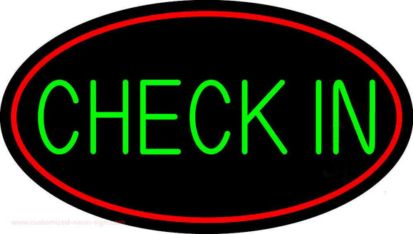 Green Check In Handmade Art Neon Sign