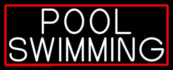 Pool Swimming With Red Border Handmade Art Neon Sign