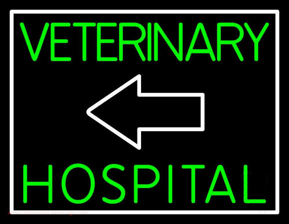 Veterinary Hospital With Arrow Handmade Art Neon Sign