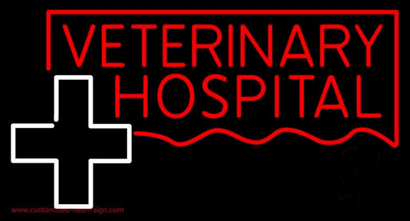 Veterinary Hospital With Plus Logo Handmade Art Neon Sign
