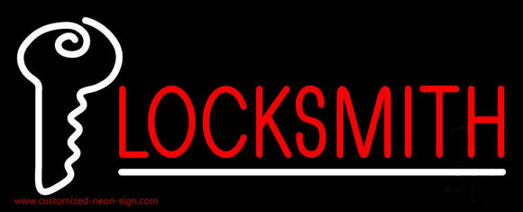 Locksmith Key Logo With Number 3 Handmade Art Neon Sign
