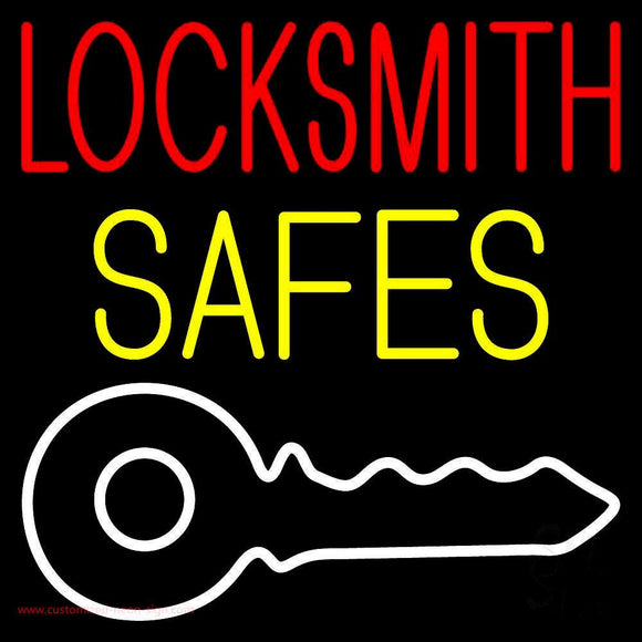 Locksmith Safes Key Logo 1 Handmade Art Neon Sign