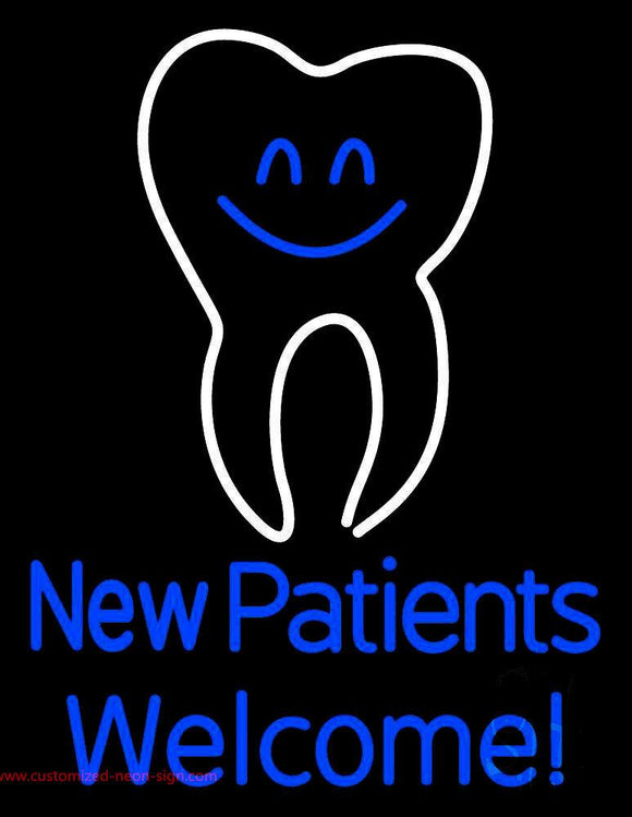 New Patients With Tooth Logo Handmade Art Neon Sign