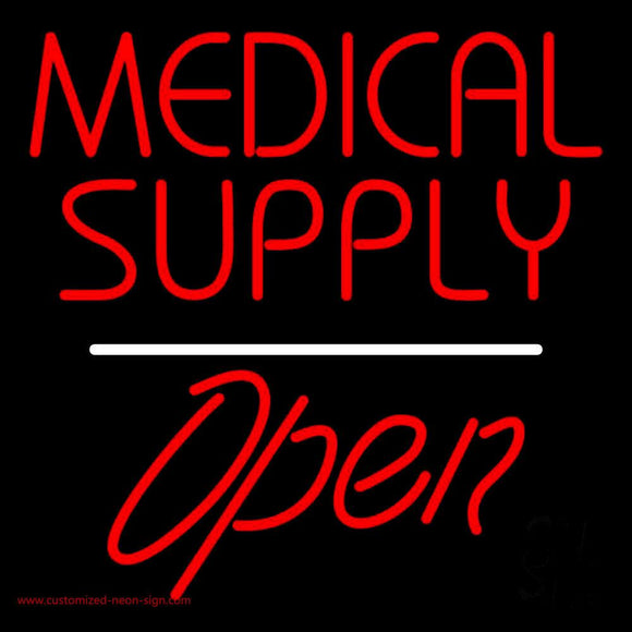 Medical Supply Script1 Open White Line Handmade Art Neon Sign