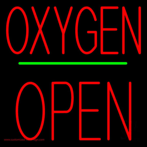 Oxygen Block Open Green Line Handmade Art Neon Sign