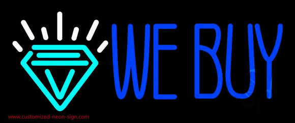 Blue We Buy Diamond Logo Handmade Art Neon Sign