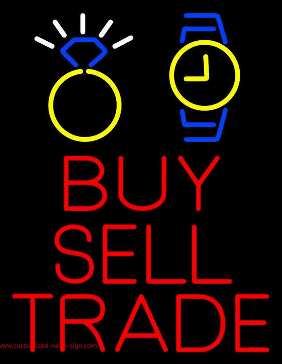 Red Buy Sell Trade Handmade Art Neon Sign