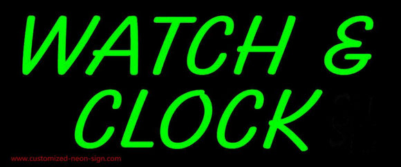 Green Watch And Clock Handmade Art Neon Sign