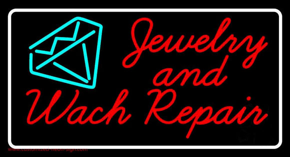 Jewelry And Watch Repair Turquoise Diamond Logo Handmade Art Neon Sign