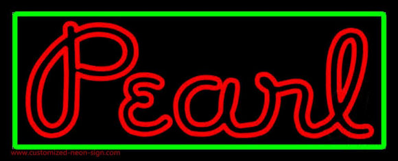 Green Border Red Pearl Cursive Handmade Art Neon Sign
