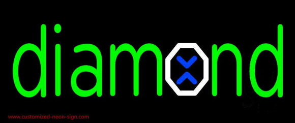 Green Diamond Logo Handmade Art Neon Sign
