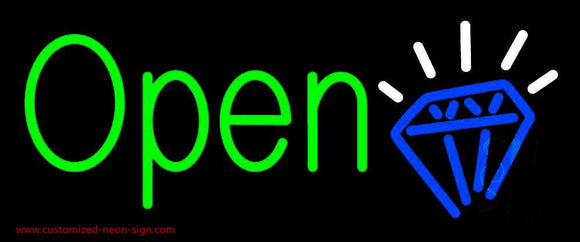 Green Open Diamond Handmade Art Neon Sign