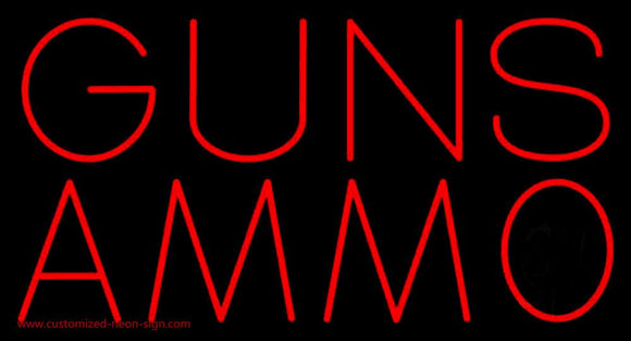 Guns Ammo Handmade Art Neon Sign