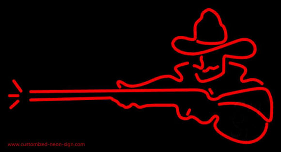 Man With Gun Handmade Art Neon Sign