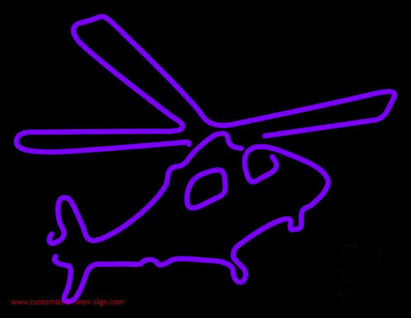Purple Helicopter Handmade Art Neon Sign