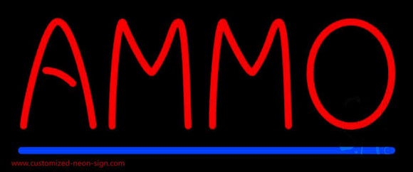 Red Ammo With Blue Line Handmade Art Neon Sign