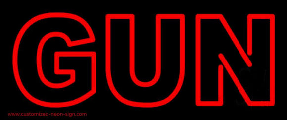 Red Double Stroke Gun Handmade Art Neon Sign
