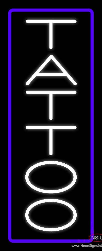 Vertical Tattoo with Border Real Neon Glass Tube Neon Sign
