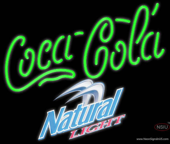 Natural Light Coca Cola Green Neon Sign  