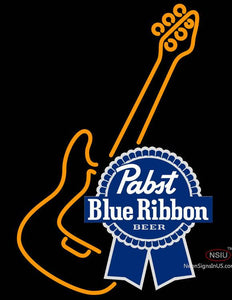 Pabst Blue Ribbon Beer Guitar Neon Sign