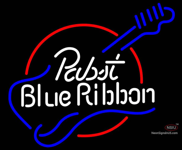 Pabst Blue Ribbon Guitar Neon Beer Sign