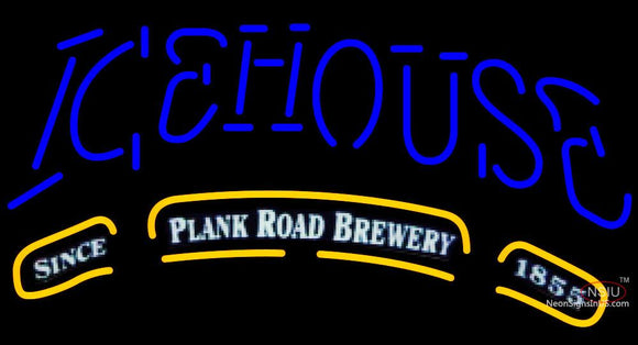 Icehouse Plank Road Brewery Blue Neon Beer Sign