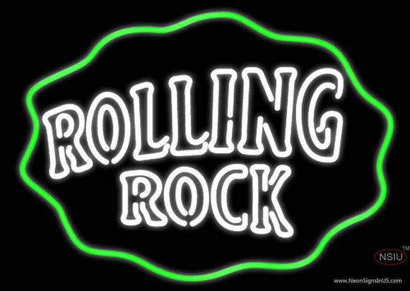 Rolling Rock Double Line Logo With Wavy Circle Neon Sign