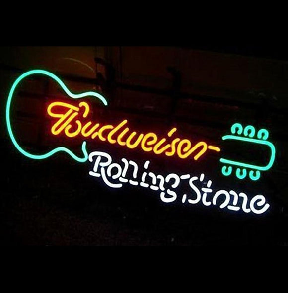 Rolling Stone Guitar Budweiser Neon Light Sign