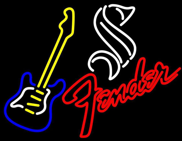 Steinlager Yellow Fender Guitar Handmade Art Neon Sign