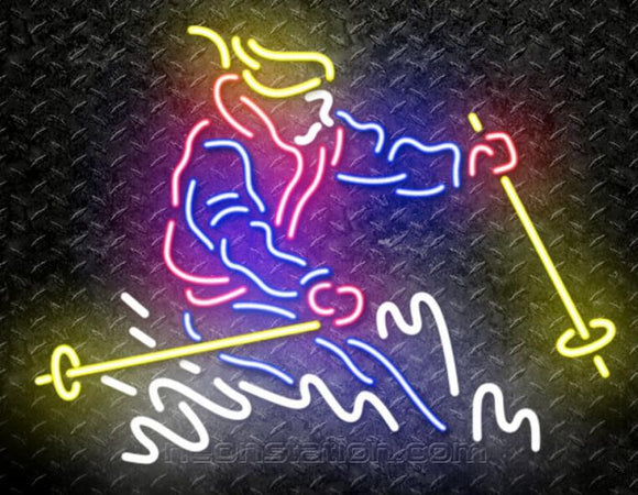 Skier Handmade Art Neon Sign
