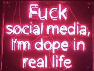 social media i'm dope in real life neon sign