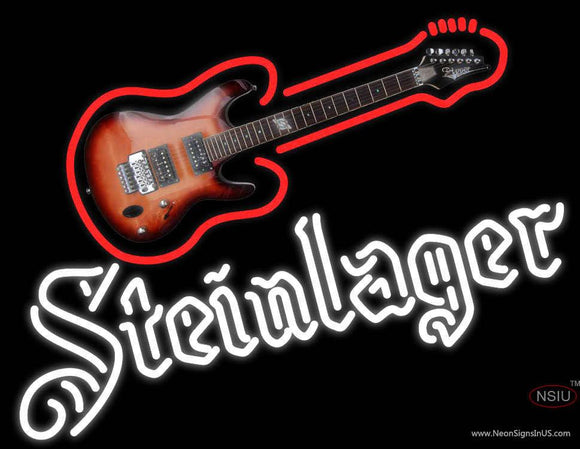 Steinlager White Guitar Logo Neon Sign